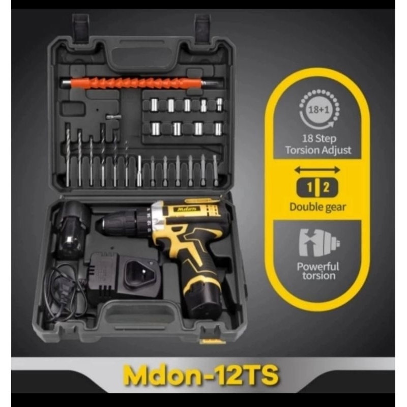 Mesin Bor Baterai Cordless Drill MDON
