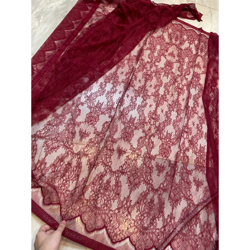 Bahan Kebaya Kain Brukat Chantily Claire Series Brokat Semi Perancis Semi France Per Satu Panel Warn