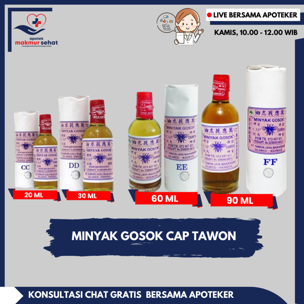 MINYAK TAWON  CC 20ML / DD 30ML / EE 60ML / FF 90ML - Minyak gosok cap tawon