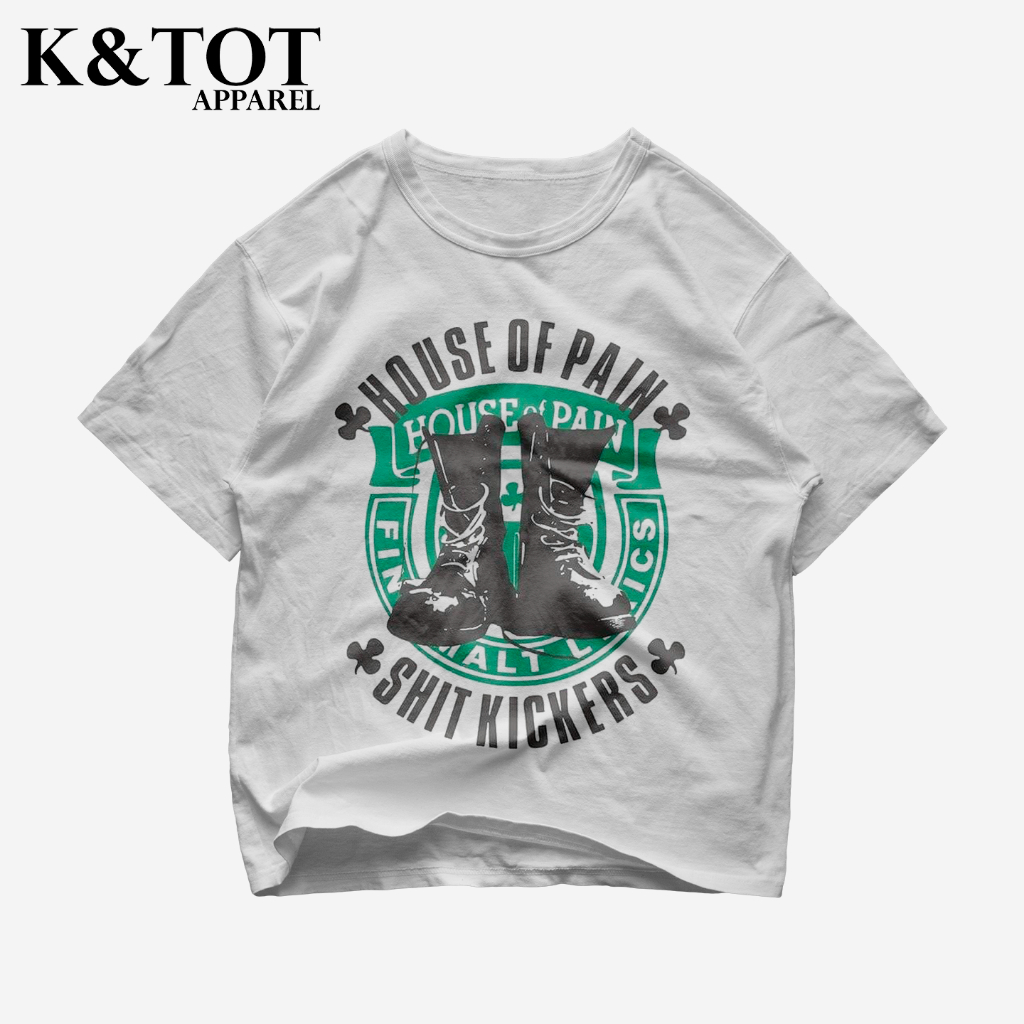 KNTOT - KAOS BAJU HOUSE OF PAINT SHIT KICKERS BAND | TSHIRT OVERSIZE VINTAGE PUTIH BOOTLEG - PRIA WA