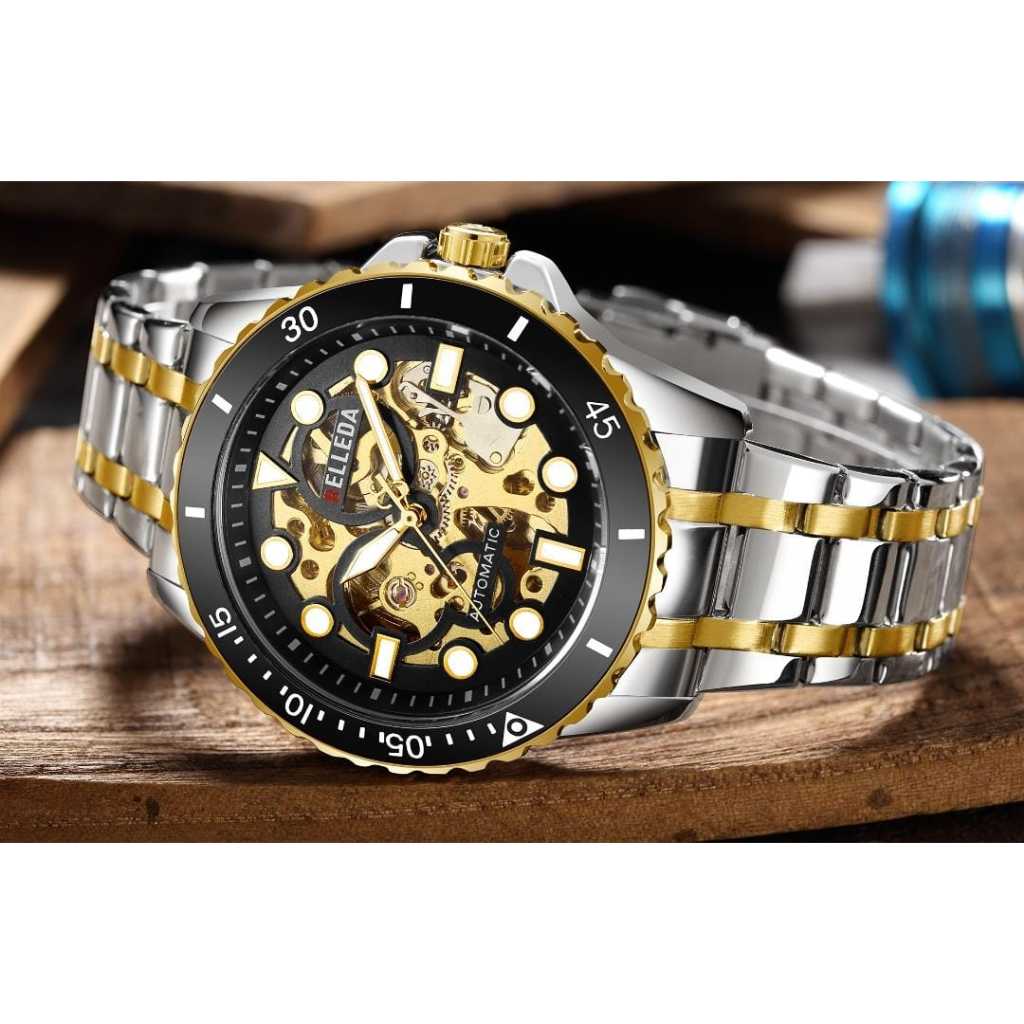 Jam Tangan Pria BELLEDA 9352 Automatic Rantai Stainless Steel Business Waterproof