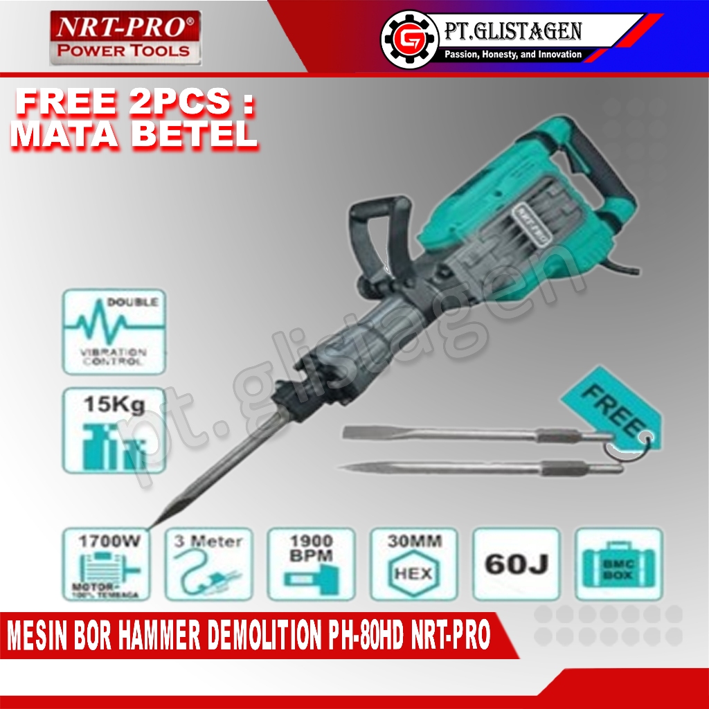 NRT-PRO PH80 HD Mesin Bor Bobok Beton Jack Hammer Demolition Breaker PH 80 HD PH80HD ORIGINAL NRT-PR
