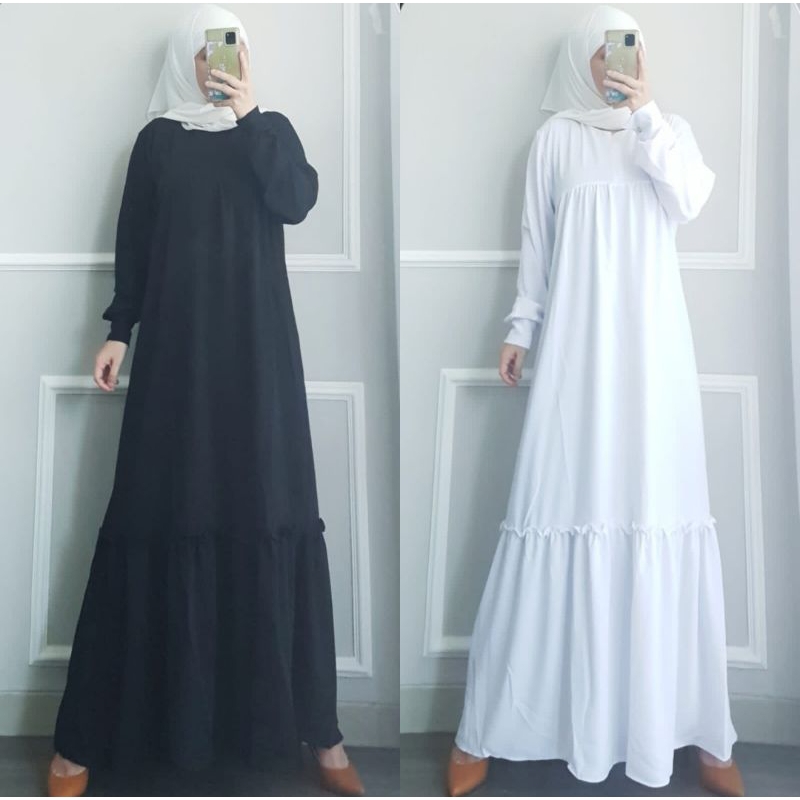 gamis hitam gamis putih gamis crinkle busui Ld110 crinkle airflow