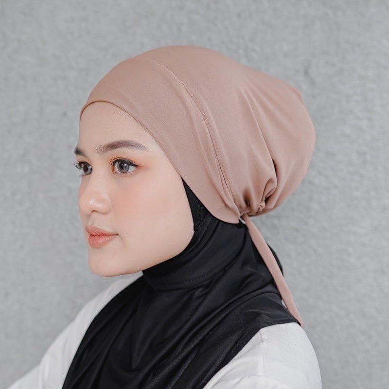CIPUT HIJAB KARET TALI BELAKANG  JERSEY SPANDEK