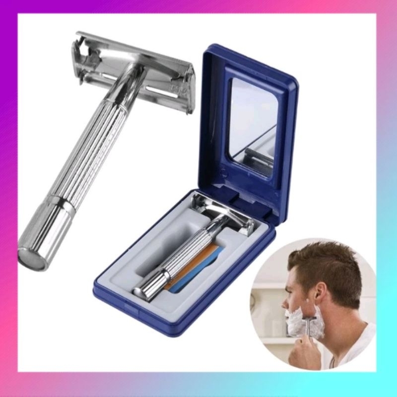 Safety Razor Alat Cukur Kumis Dan Jenggot Manual  Premium + 10 Silet