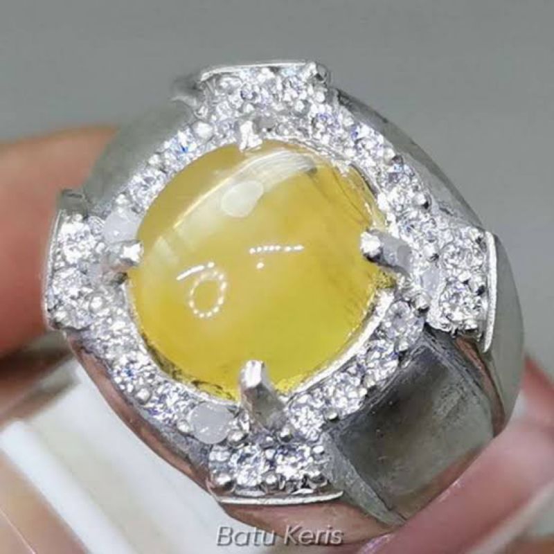 Batu Akik Asli Permata Opal Kalimaya Cat Eye Mata Kucing Kuning