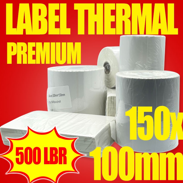 

1.1 sale Label Thermal 100x150mm / Sticker Label Continuous / Label Kertas Bc Tebal Premium Waterproarcode Isi 500pof Tidak Luntur Lem Kuat Grosir
