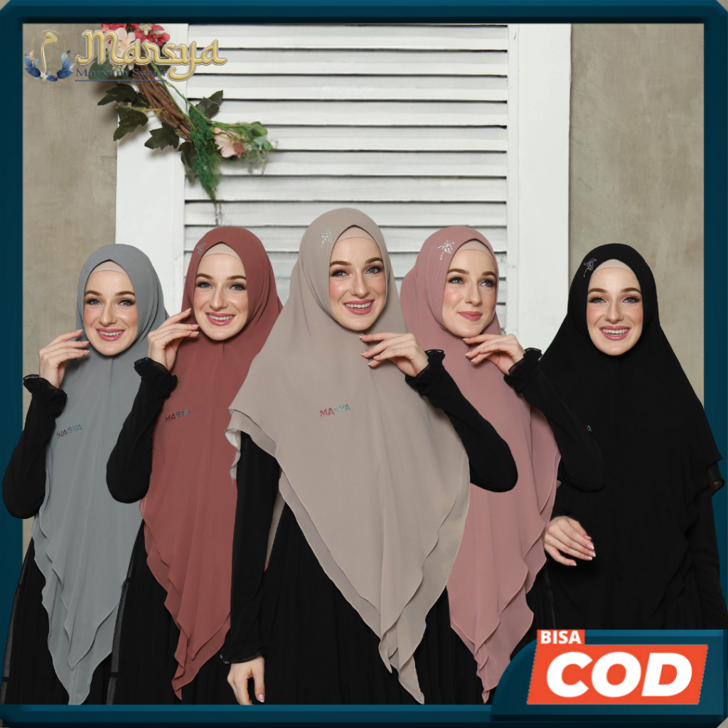 Jibab Hijab Khimar Kerudung Swarovski Syari Ceruty Ceruti Babydoll 2 Layer  Soft Pet Instant Premium