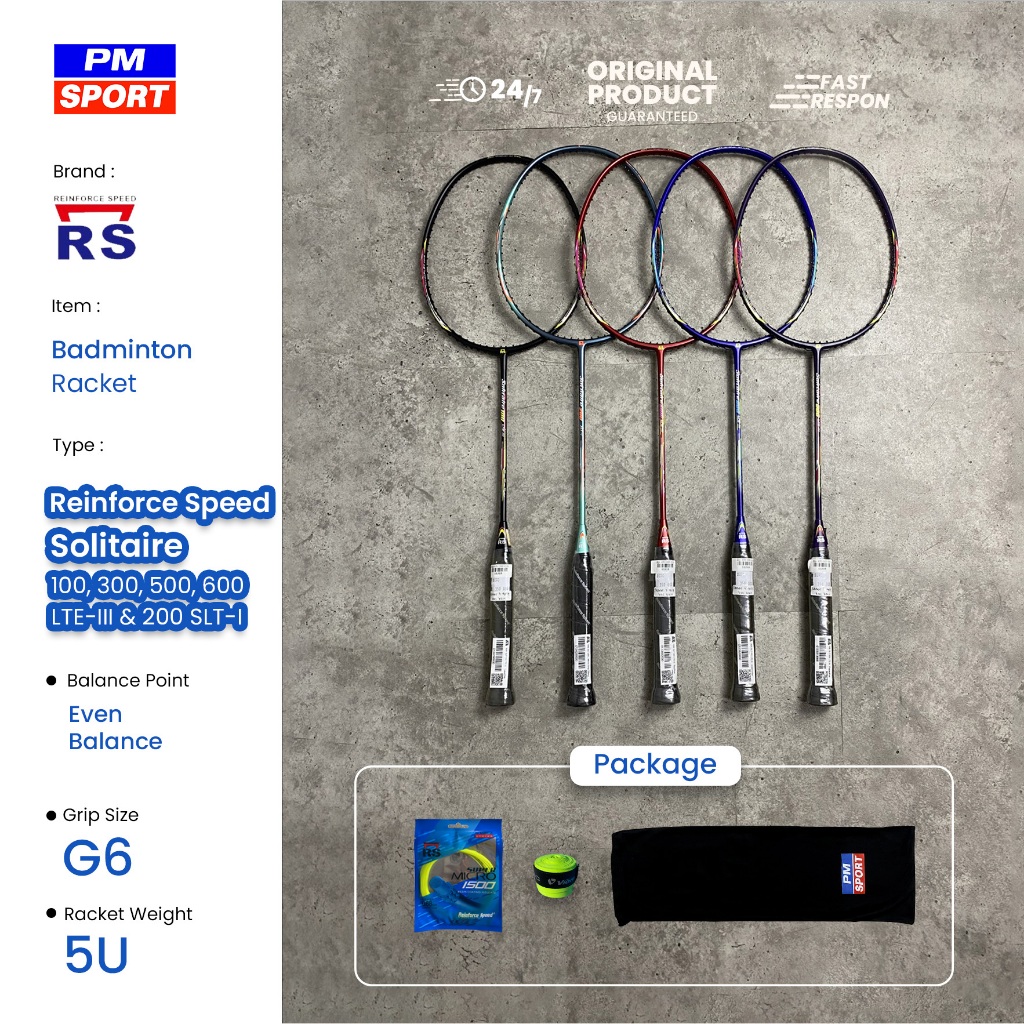 RAKET BADMINTON / BULUTANGKIS RS REINFORCE SPEED SOLITAIRE 100 300 500 600 LTE-III 200 SLT-I