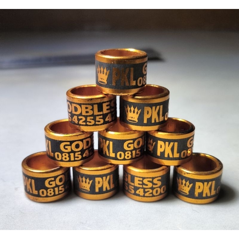 25 Biji ring burung merpati model Black Gold bahan alumunium hart/ merpati /dara bisa pesan nama req