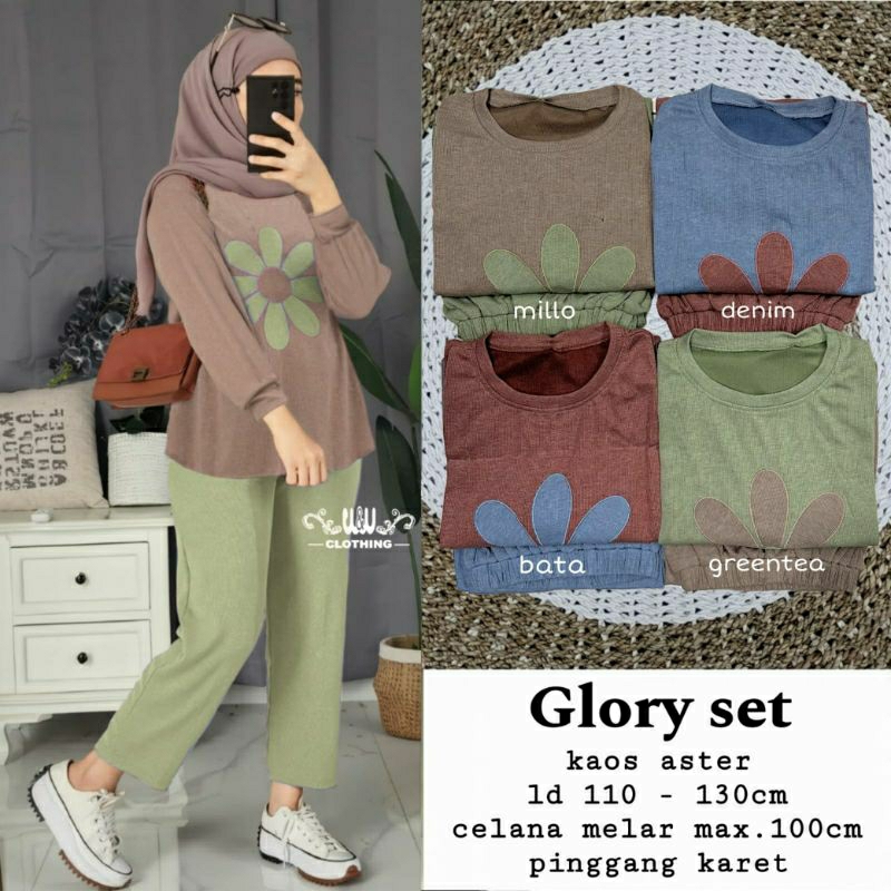 Original Product Set Fashion Pakaian Muslim Wanita Setelan Atasan Tunik Jumbo Celana Panjang One Set