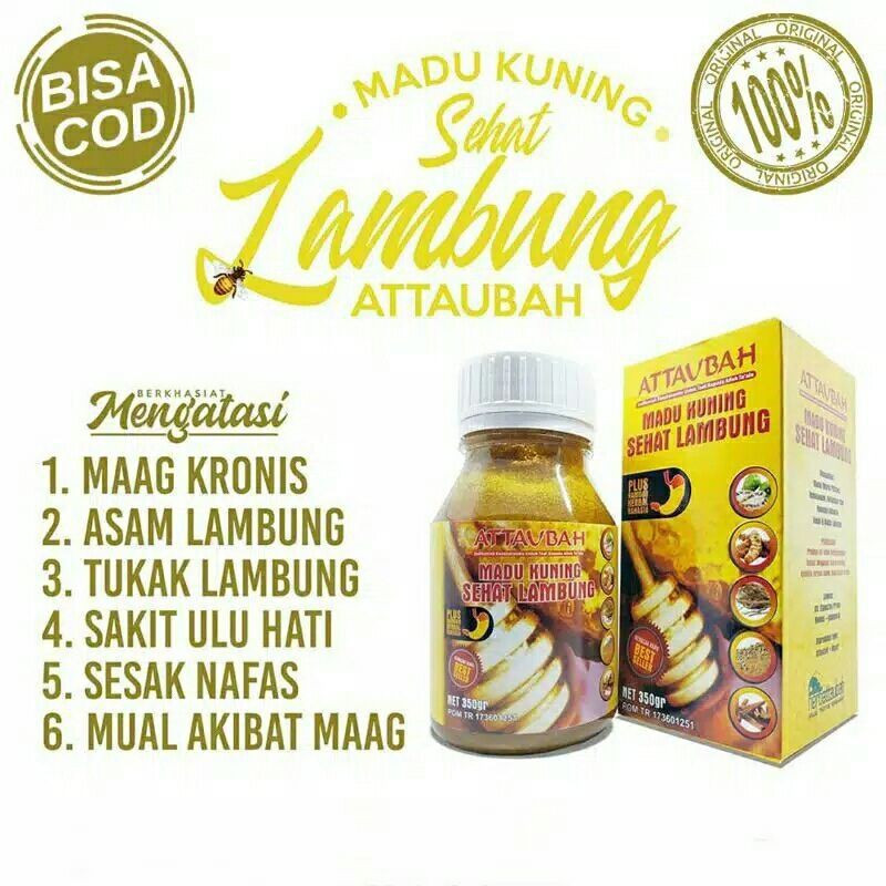 

Madu Sehat Lambung ATTAUBAH 350gr | Madu Kuning Maag ATTAUBAH