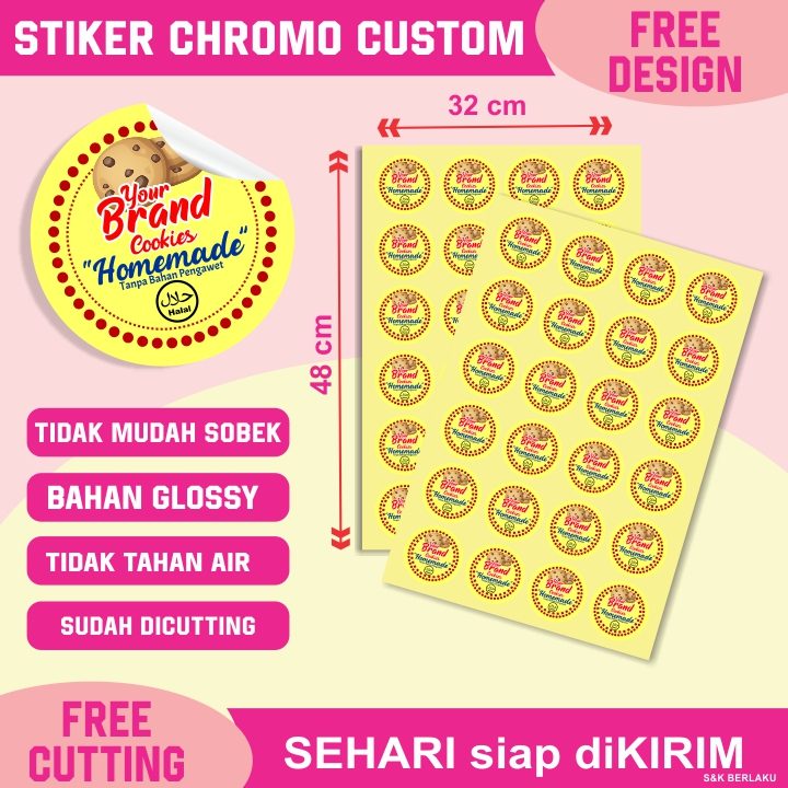 

CETAK STIKER LABEL KEMASAN A3 KROMO + CUTTING (Kotak, Bulat, Oval, Custom)