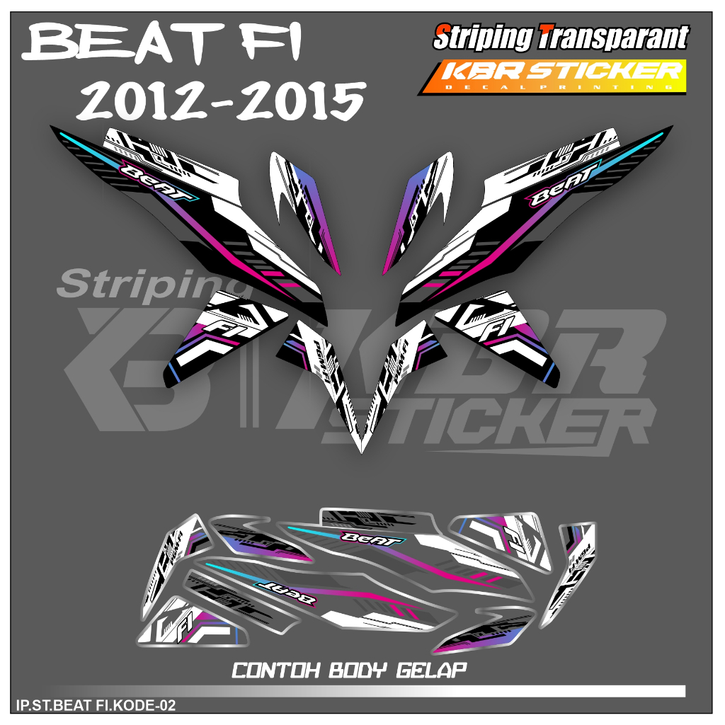 BEAT FI (COD) STIKER STRIPING MOTOR HONDA BEAT FI - STIKER LIST  VARIASI DESAIN RACING KBR.CUTTING  