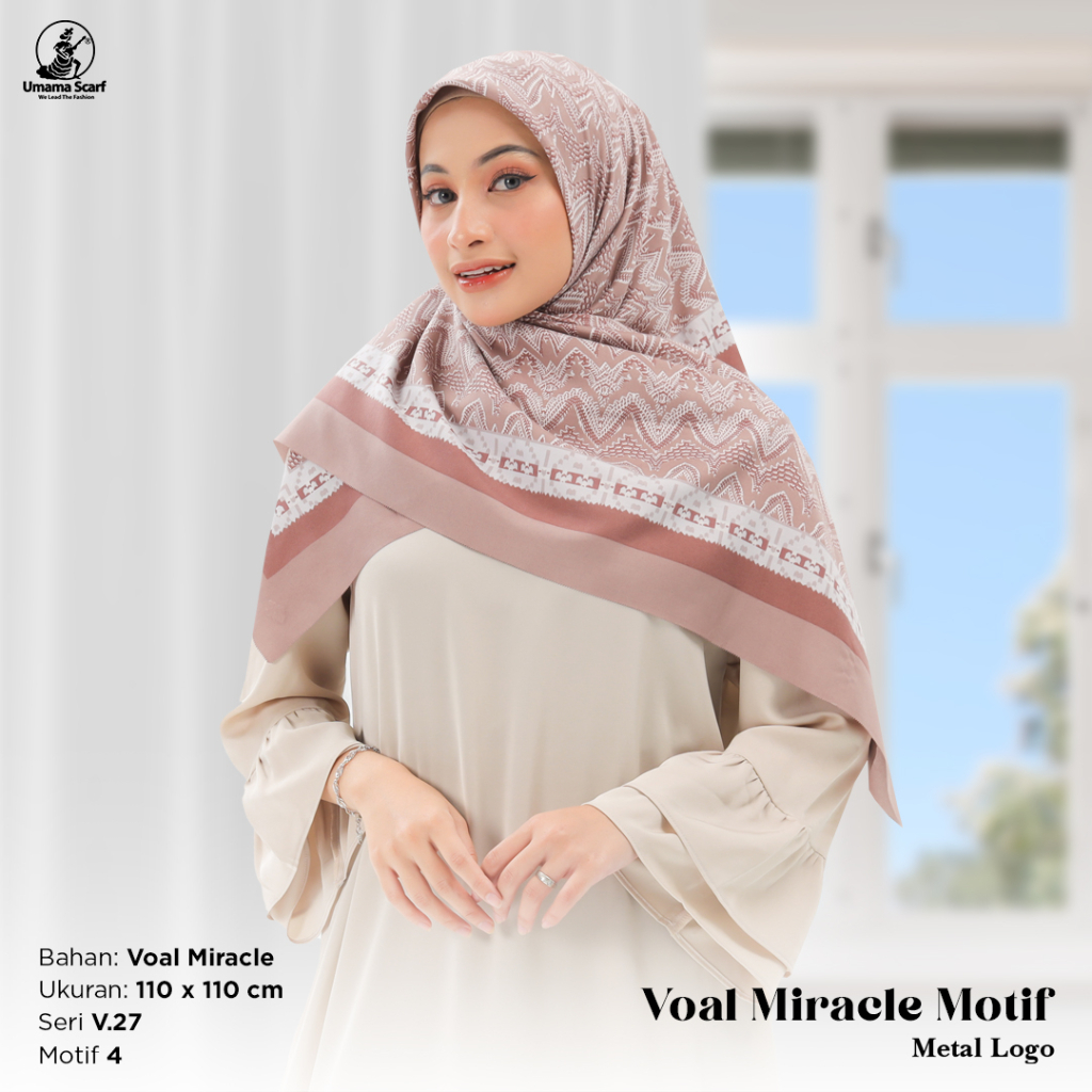 10 PCS UMAMA SCARF Voal Miracle Motif Terbaru 2024 Metal Logo LC - Kerudung Motif Segi Empat Grosir 