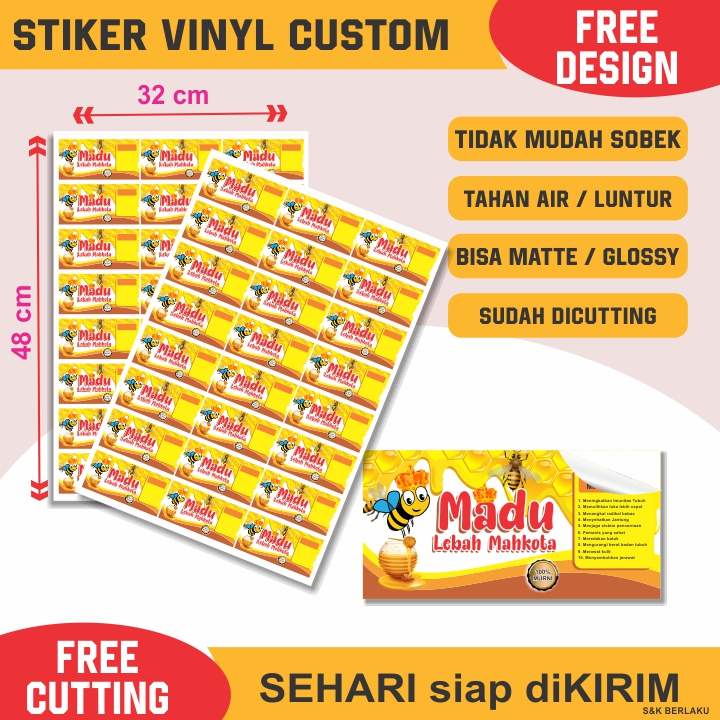 

Cetak Sticker Custom Bahan vinyl waterproof Label Stiker Kemasan Produk Makanan dan Minuman