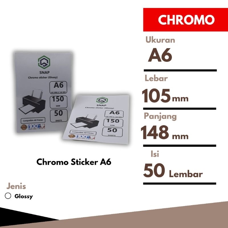 

Kertas Chromo Sticker HVS A6 Label Resi Pengiriman Glossy 105 x 105 mm - 50 Lembar