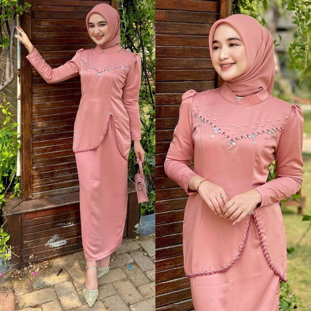 NEW Oneset Felicya Baju Kurung Melayu Dress Pesta Setelan Wanita Kekinian Full Payet 2024