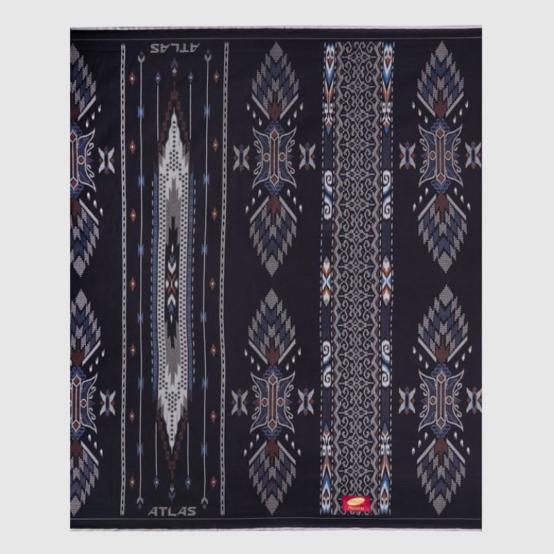 Sarung ATLAS Premium 735 Kembang Warna Hitam Biru

