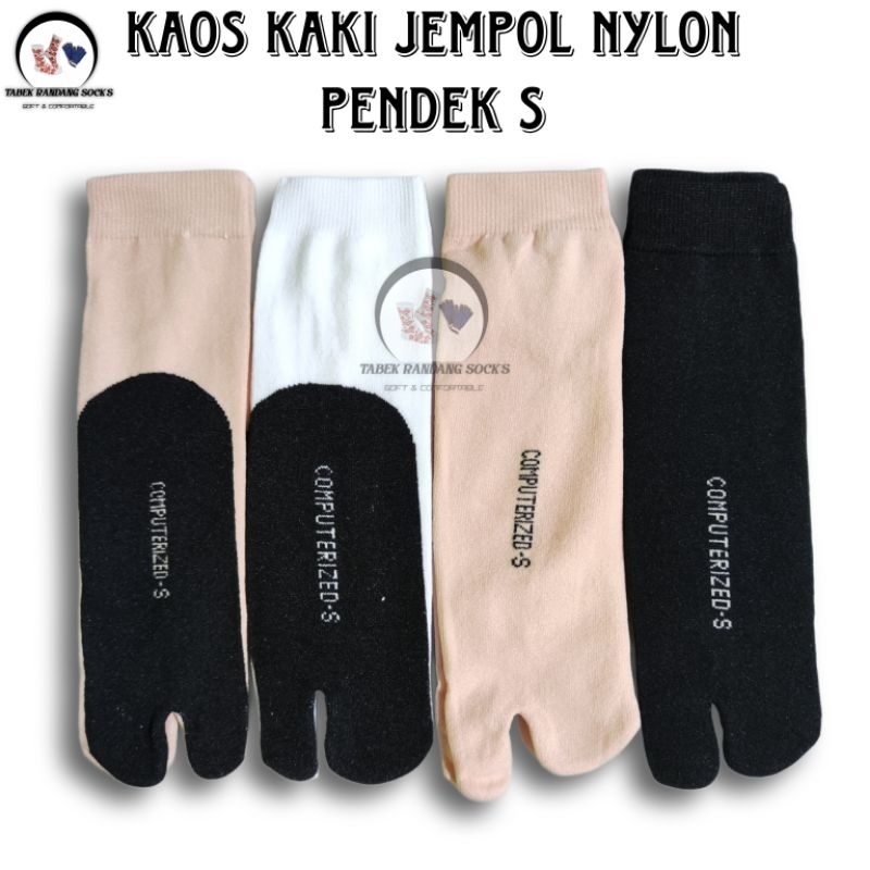 GROSIR (6 & 12 PASANG) Kaos Kaki Jempol Wanita Pendek nylon lembut Computerized-S