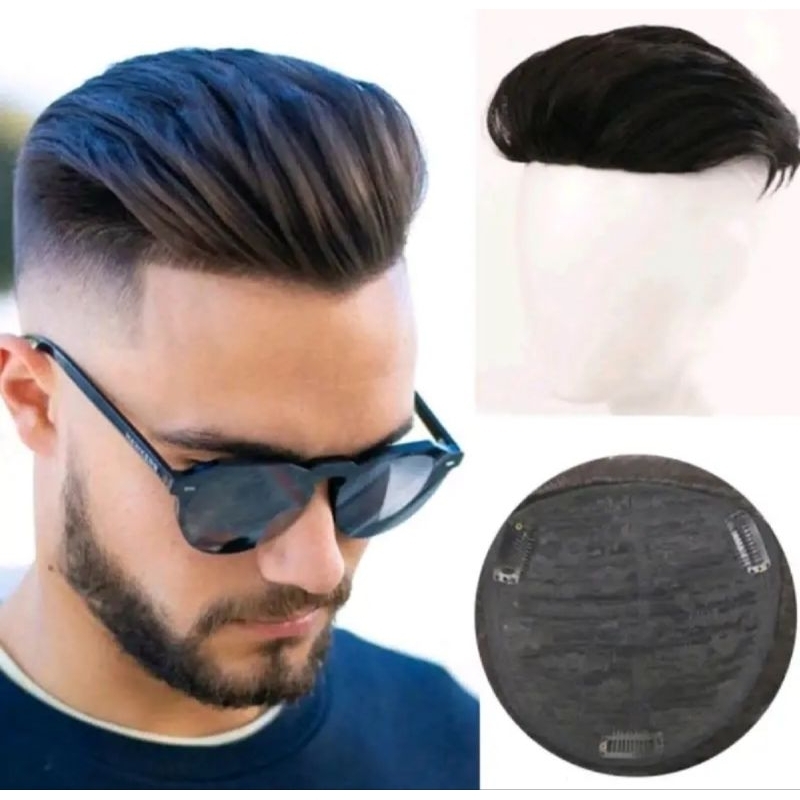 Wig Pria Pendek Model Mohak / Toupee Hair Penutup Rambut Botak Pria
