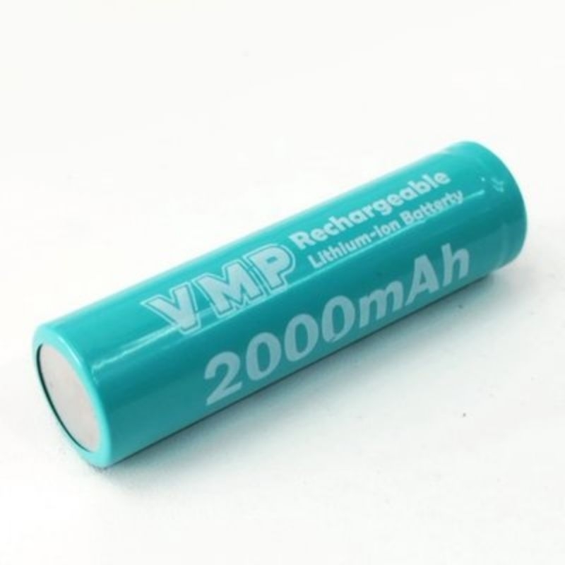 Baterai 18650 VMP 2000mAh Kwalitas Bagus Tahan Lama Awet Batre Cas Isi Ulang Charger Charge Senter M