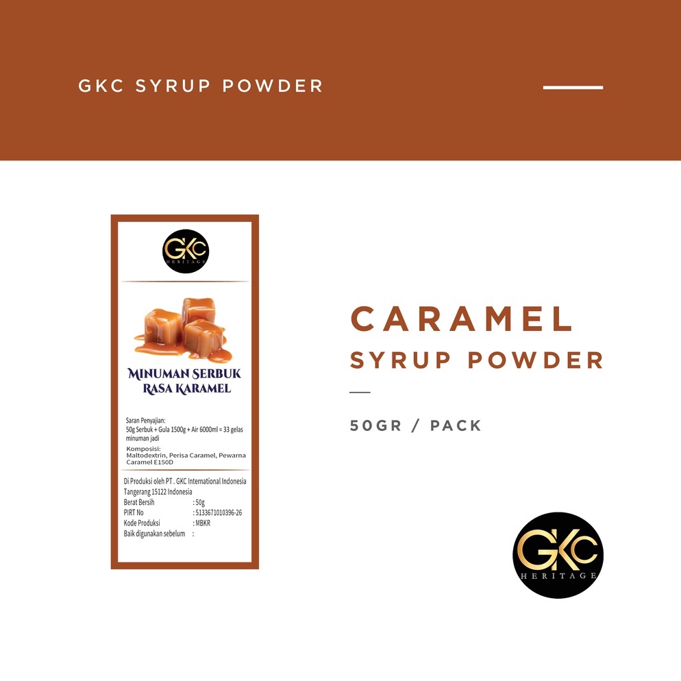 

[♥E89@] Bubuk Sirup Karamel / Caramel Powder Syrup Serbuk Minuman Powder Drink GKC Heritage 50 gram Termurah di