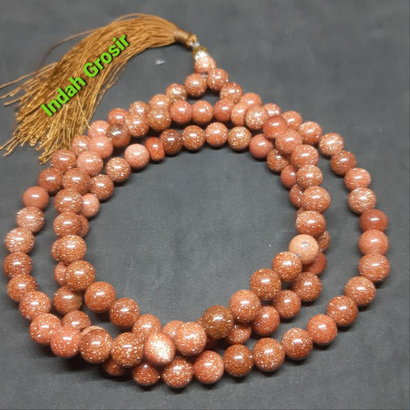 Tasbih Batu Pasir Emas 8mm 99Butir 100Butir 108Butir