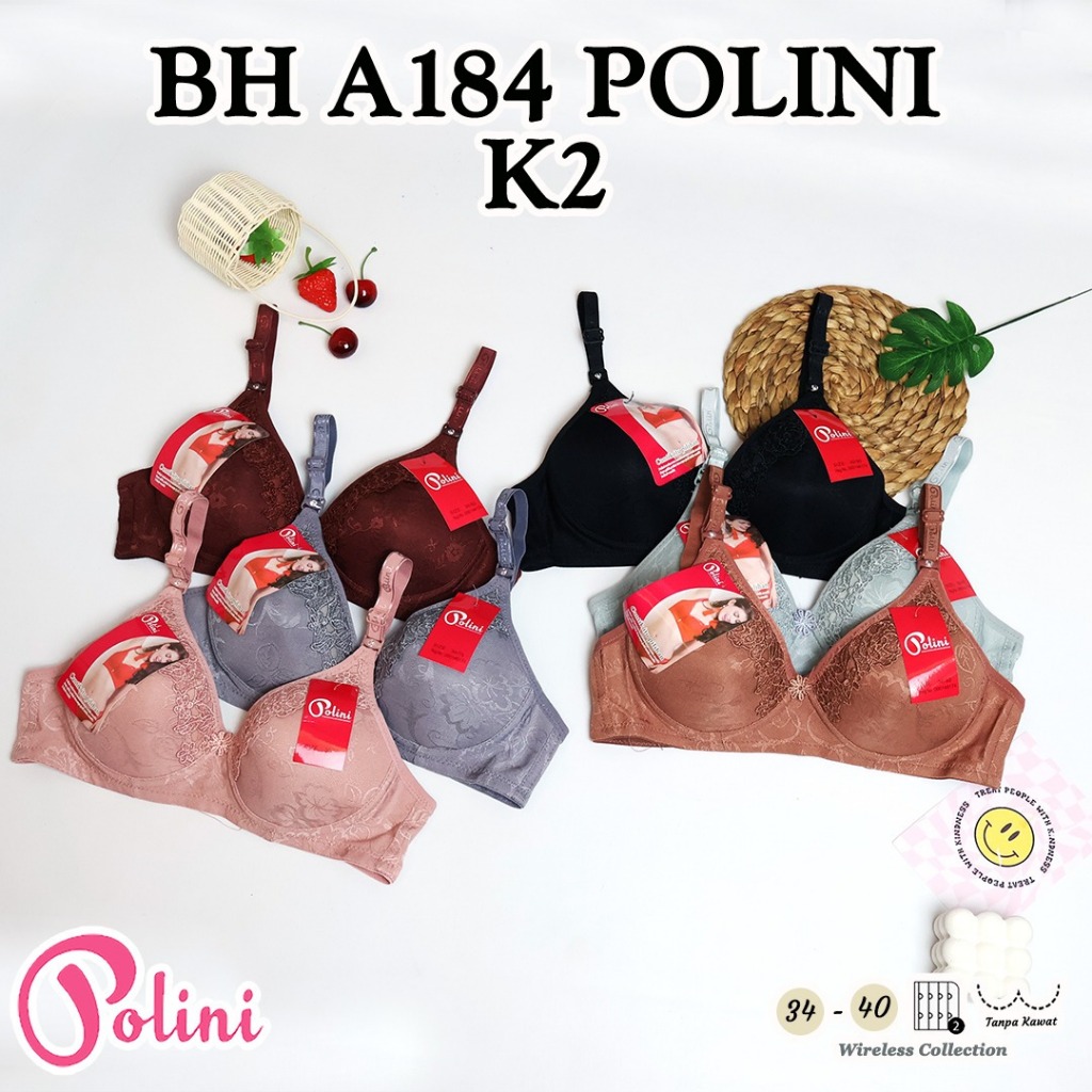 POLINI BRA Wanita Tanpa Kawat Cup A/B 34-40 Kait 2  / No.A184