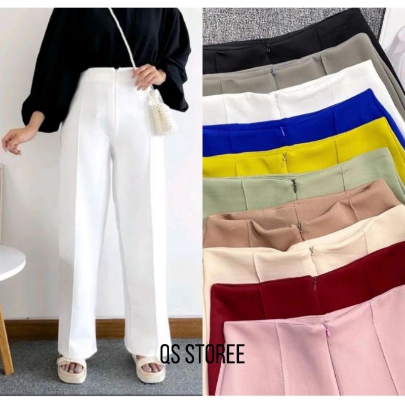 Celana Kulot Wanita Basic HW Irene Cullotes Scuba Wide Leg Kulot Premium celana kulot scuba