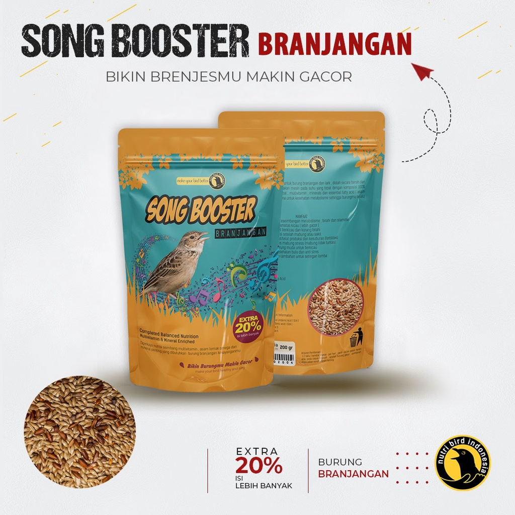 SONG BOOSTER BRANJANGAN 1 POUCH BIJI PAKAN MAKANAN BURUNG BRANJANGAN LARK SONCA