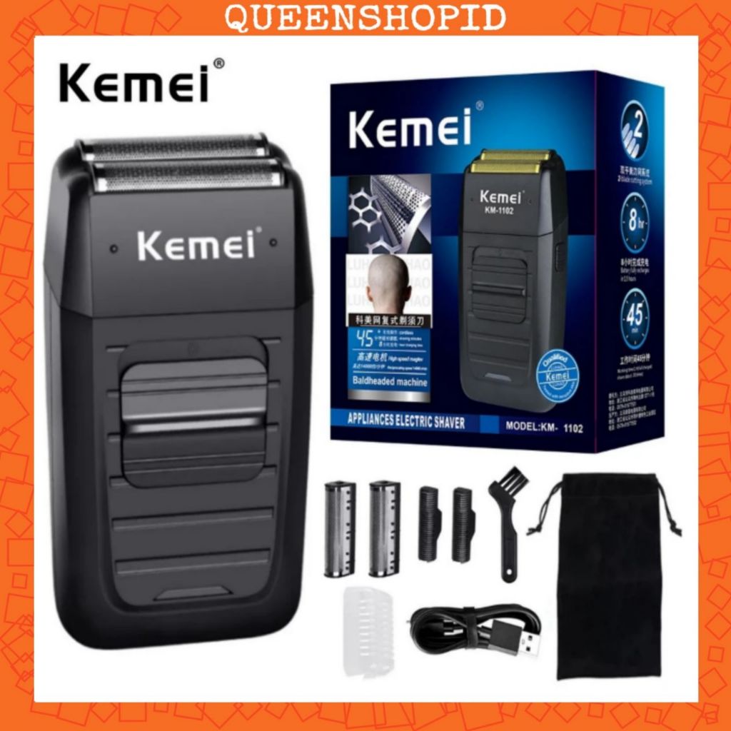 Kemei KM 1102 Hair Clipper Alat Cukur Kumis Jenggot Dan Brewok Recharger