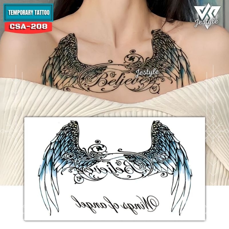 [CSA-208] Tato Temporer Temporary Tattoo Dada Punggung Sayap 24x14cm