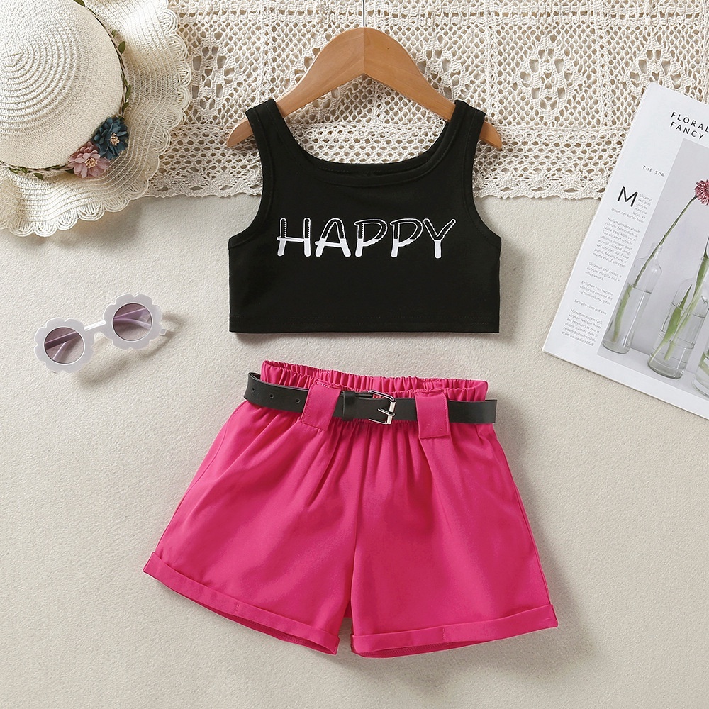 Free Aksesoris Sabuk Setelan Crop Top Baju Crop Tee Anak Cewe Fashion Korea