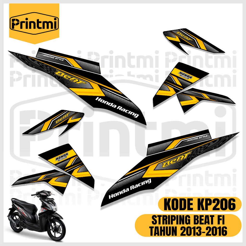 Printmi Striping Stiker Motor Beat FI 2013 2014 2015 2016 Simple Variasi List Modifikasi KP206