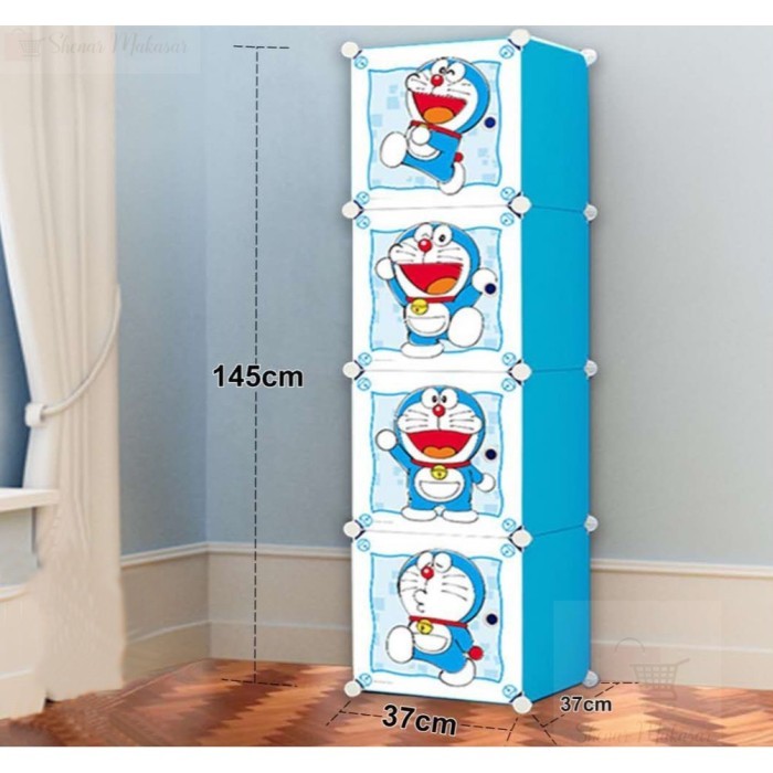LEMARI PLASTIK KARAKTER - LEMARI KARAKTER DORAEMON, DLL 4 SUSUN (1x4)