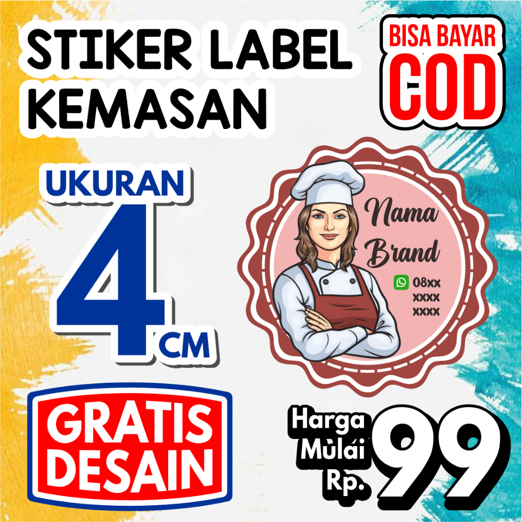 

STIKER LABEL 4 CM STIKER KEMASAN / OLSHOP / STIKER MAKANAN / STIKER MINUMAN/ CHROMO TERMURAH