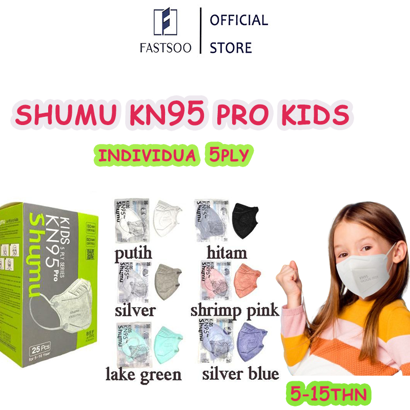 Shumu masker kn95pro kidis/anak 5ply 1box isi 25pcs Duckbill