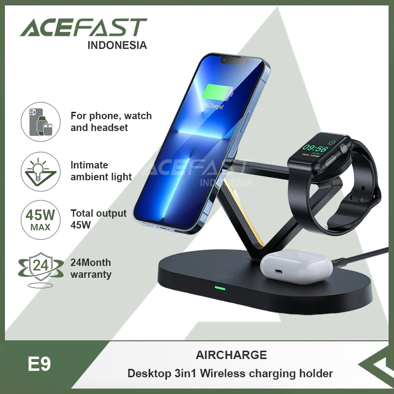 Acefast Indonesia - Wireless Charger ACEFAST AIRCHARGE E9 Desktop 3in1 Charging Holder