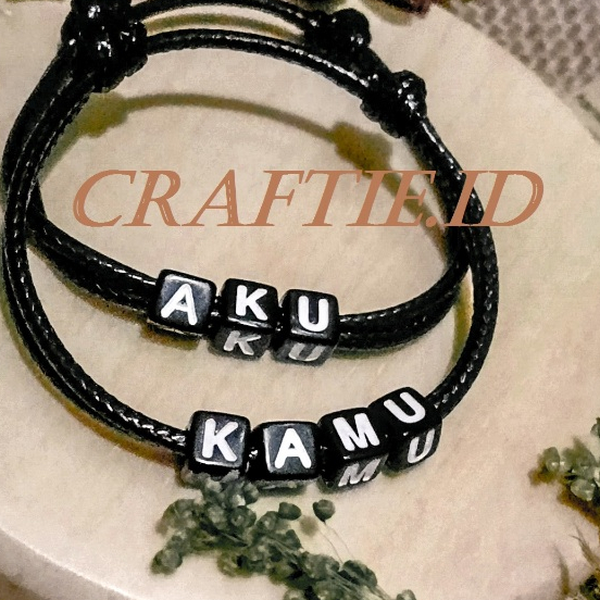 GELANG NAMA / GELANG NAMA HURUF DADU HITAM /BISA REQUEST