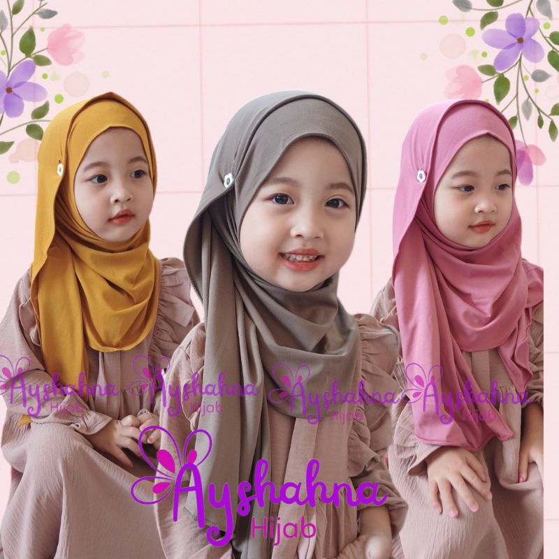 A063 Pasmina Instan PREMIUM jersey kancing Anak 1-10 tahun