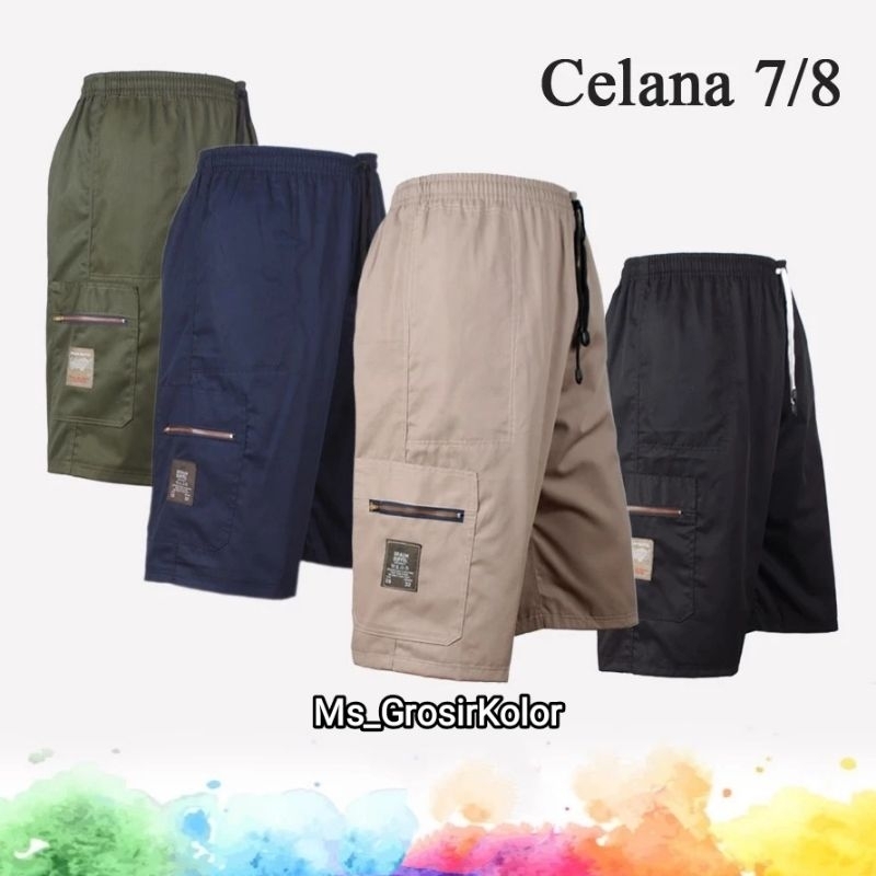 ( PAKET 3Pcs ) Celana Big Size Pria 7/8 3/4 DiBawah Lutut Celana Kolor Pria Jumbo 7/8