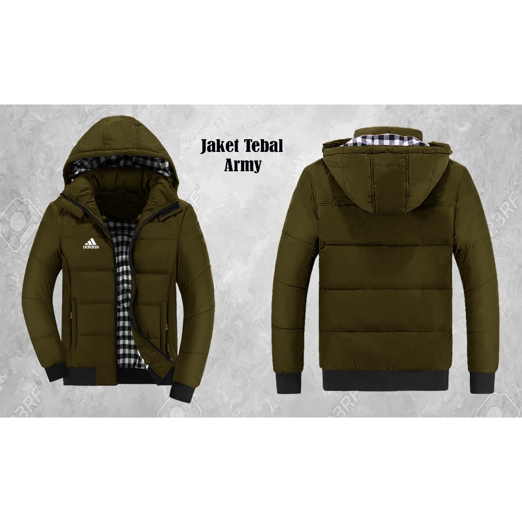Jaket Tebal Waterproof, Jaket Mantel Pria, Jaket Kupluk Parasut, Jaket Logo Adidas_s