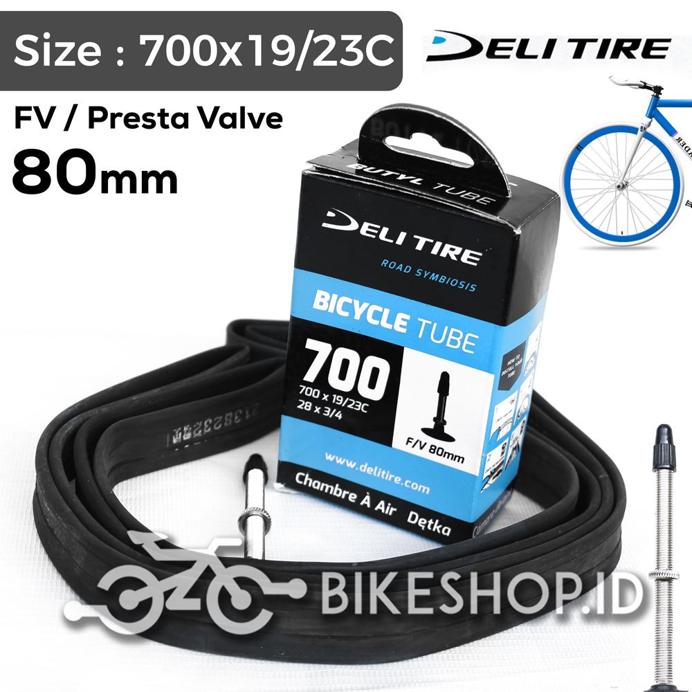 Ban Dalam Sepeda Fixie Balap 700x19-23C Presta FV 80mm DELI TIRE Bicycle Tube | High Quality