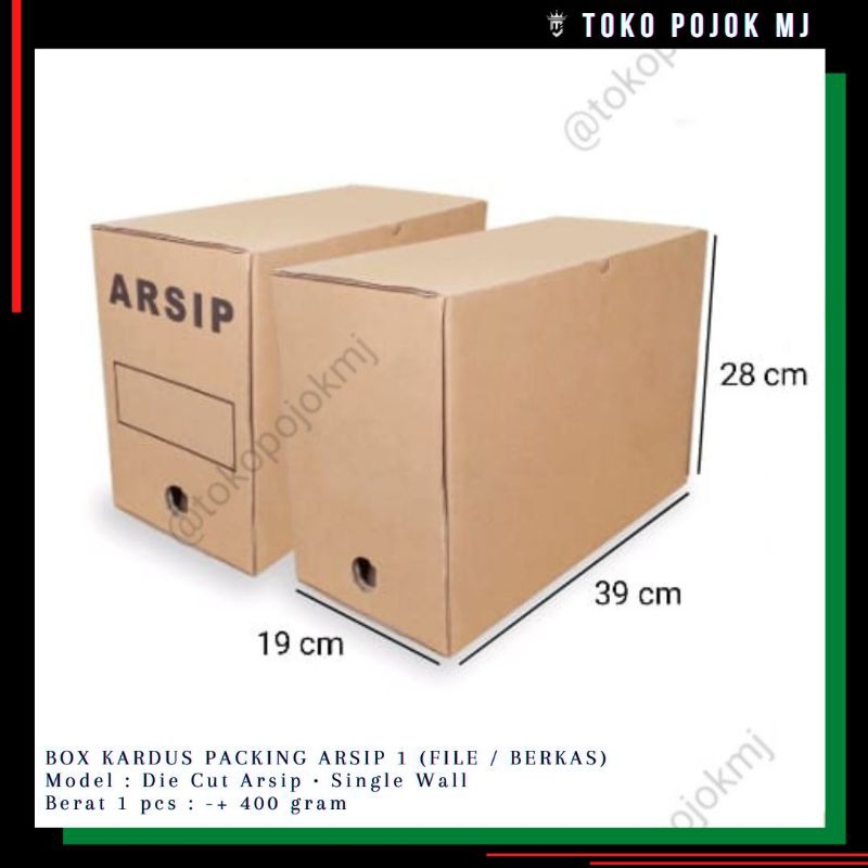 

BOX ARSIP 1 Uk. 39x19x28cm / KOTAK / KARDUS / ARSIP / FILE / DOKUMEN