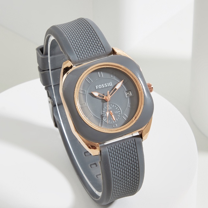 Bayar Di Tempat Jam Tangan Quartz Analog Wanita Fossil Elegan Tali Rubber Santai Klasik | J-AN05