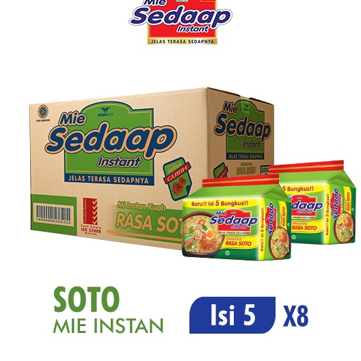 

XJPQ1775 ORIGINAL% Sedaap Mie Instan Soto Isi 5 Bag 75 gr x8