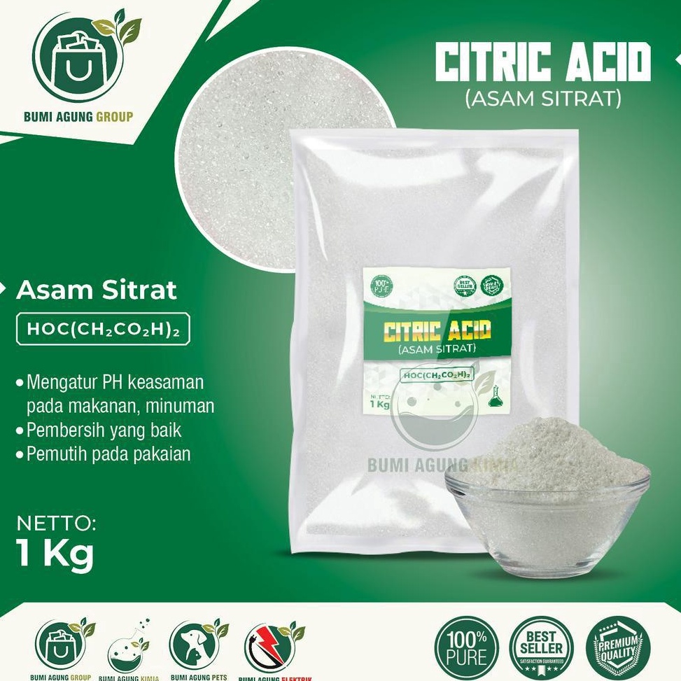 

[۩D61➢] CITRIC MONOHYDRATE/ CITRUN / SITRAT - 1 KG FOOD GRADE [100]