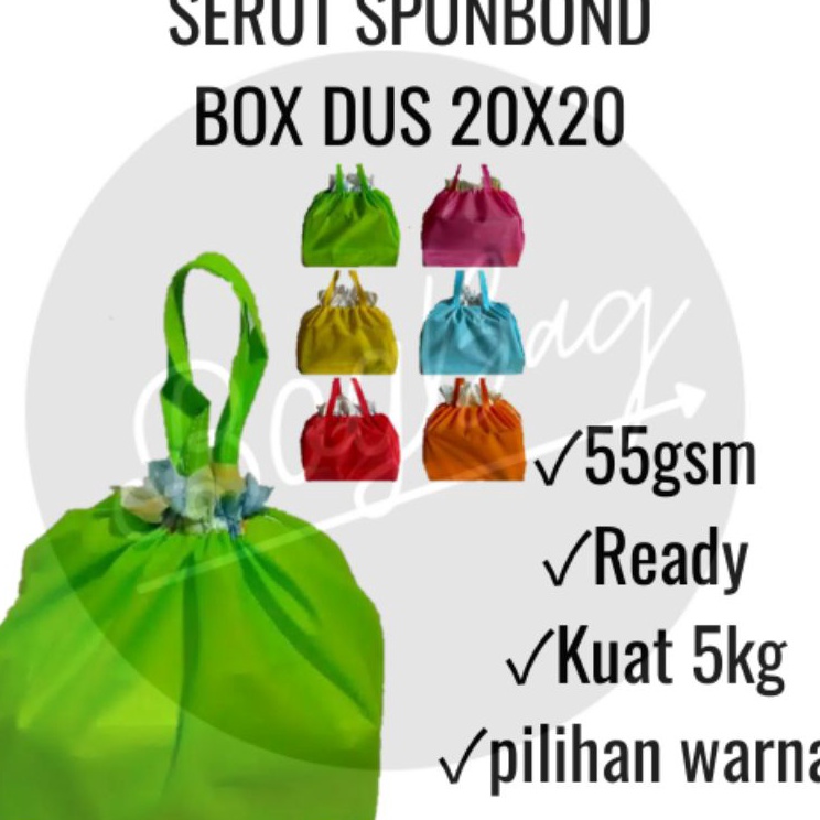 Spunbond Dus Kotak Nasi/Besek/KotakBento - Tas Serut 20x20