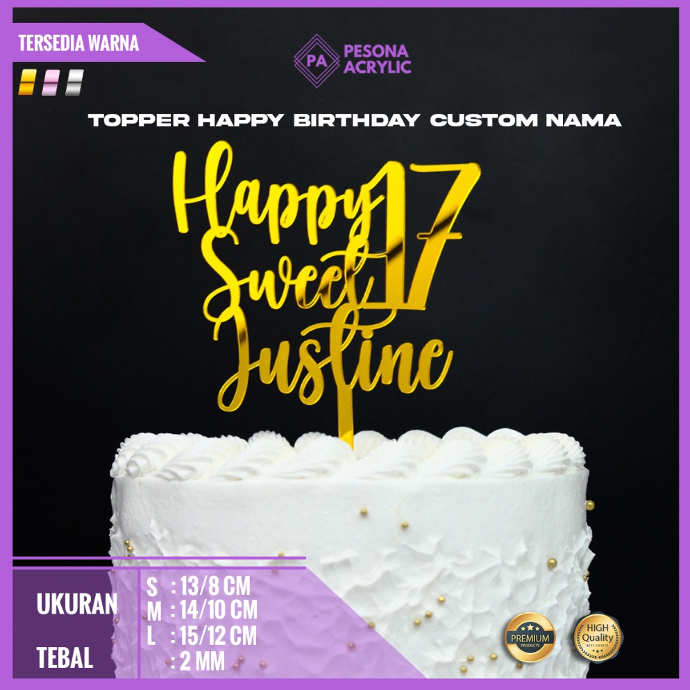 

Kirim L4ngsung Topper Cake Nama/Topper Cake Gold Mirror/Topper Cake Mewah Berkah Shopee